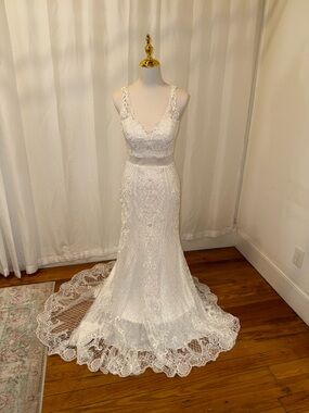 Christina Wu Ivory Lace Fit-and-Flare Wedding Gown